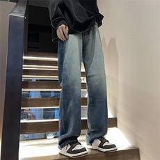 宽松美式复古渐变牛仔裤男潮牌高街直筒薄款裤子秋季N8005-P50，男装牛仔裤，星座1109-3