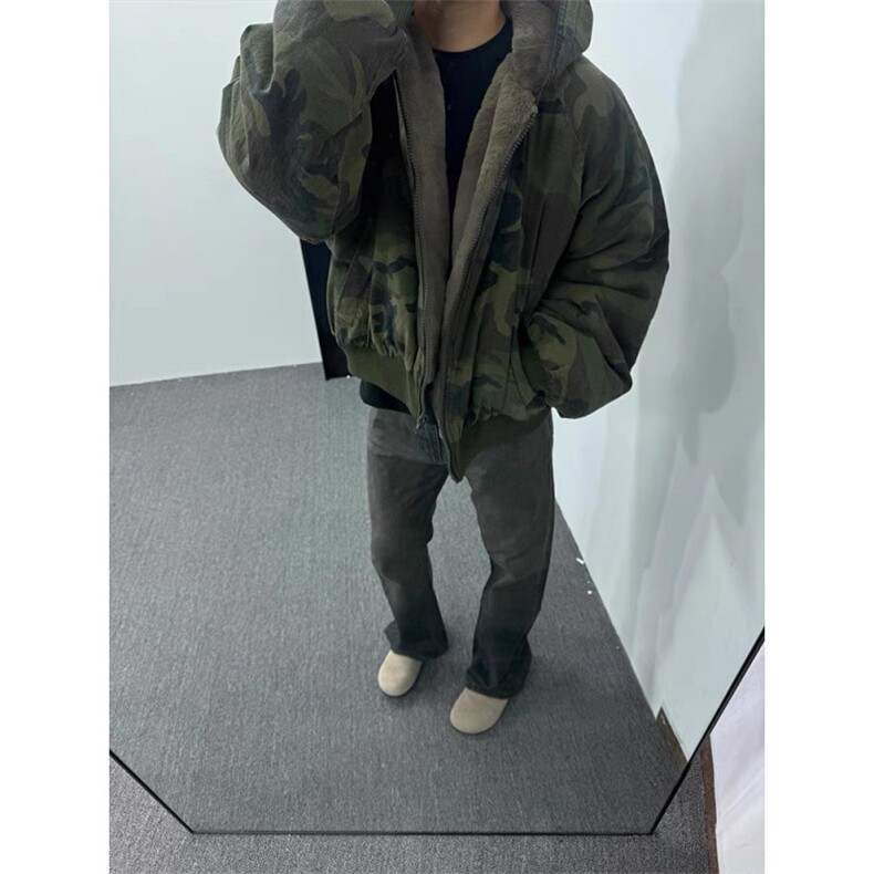 【有货】DF2221-P128美式迷彩连帽外套冬季潮牌高级感加厚保暖服,男装棉衣,星座603-2