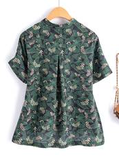 水衣源2749款雪纺印花旗袍领斜门襟小衫女，女装蕾丝衫/雪纺衫，水衣源