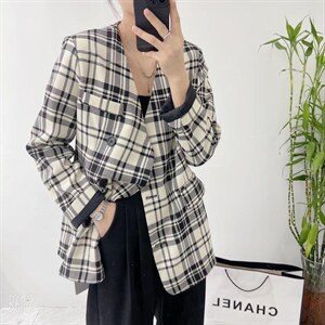 〖现货〗韩版格子西装,女装西装,悠奈尔