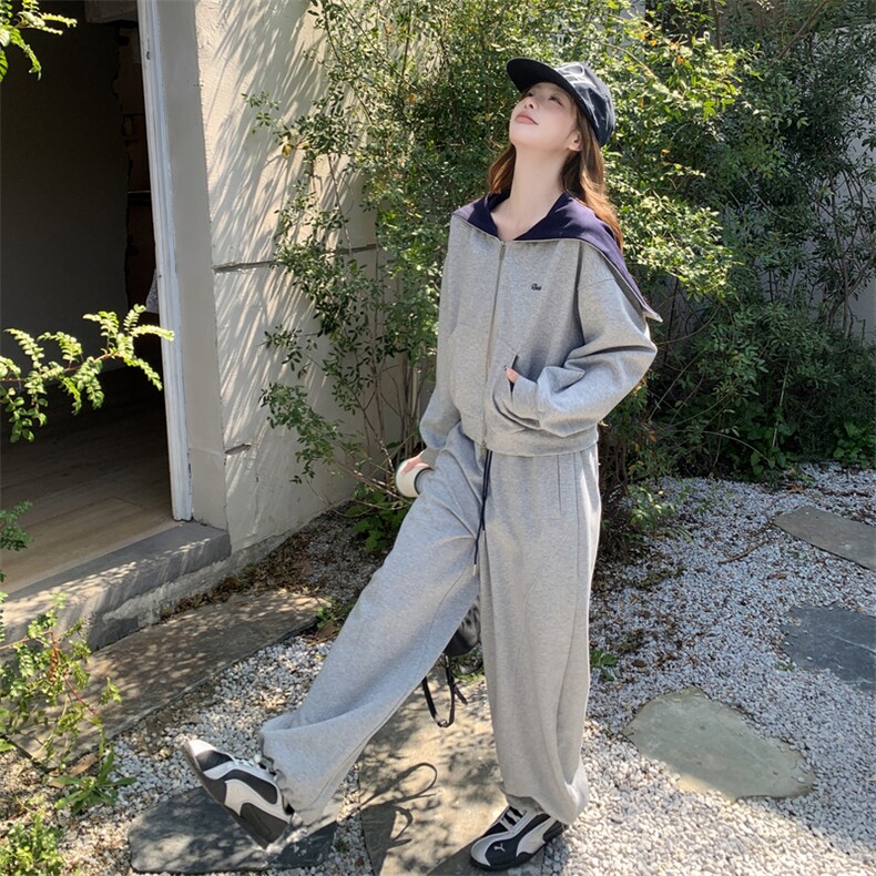 现货新款针织三件套连帽套装p195-k298，女装套装/套裙，丝露怡语