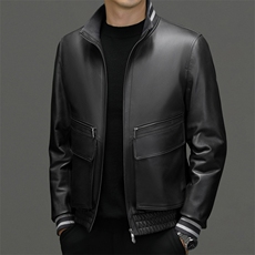 2319冬季新款海宁羽绒服男牛皮鹅绒服短款男装加厚P1020，男装皮衣，电商B360