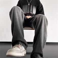 青春流行ins男直筒水洗渐变黑色牛仔裤P40，男装牛仔裤，星座1116-2