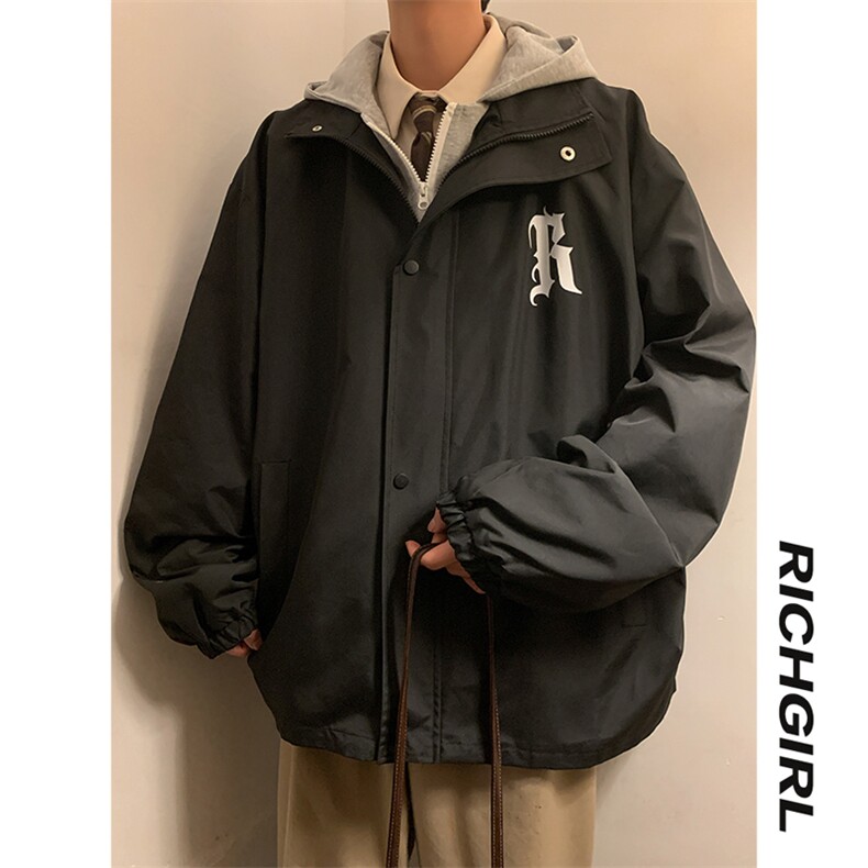 港风情侣装立领冲锋衣夹克男2025新款春秋季登山服外套JK6026-p78,男装夹克,星座207