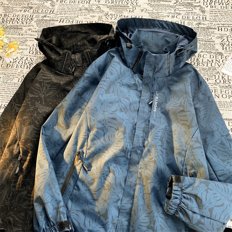 港风连帽冲锋衣情侣外套防风防水登山服夹克男JH-JK6288-P45图片