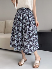 【夏季新款】印花棉料半身裙P70-K110，女装半身裙，简古
