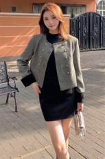 小香风双排扣短外套女韩版修身显瘦2025秋冬新款8851P120k189，女装短外套，2D143