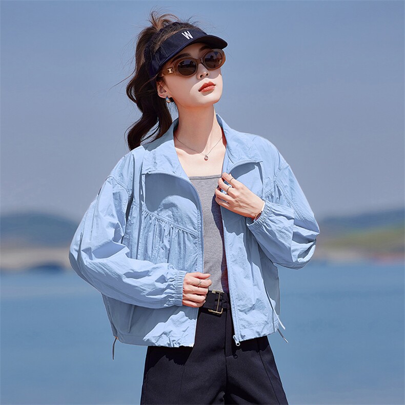 红色宽松防晒衣女2025新款夏季韩版潮流透气减龄小个子休闲短外套,女装防晒衣,靓衣阁