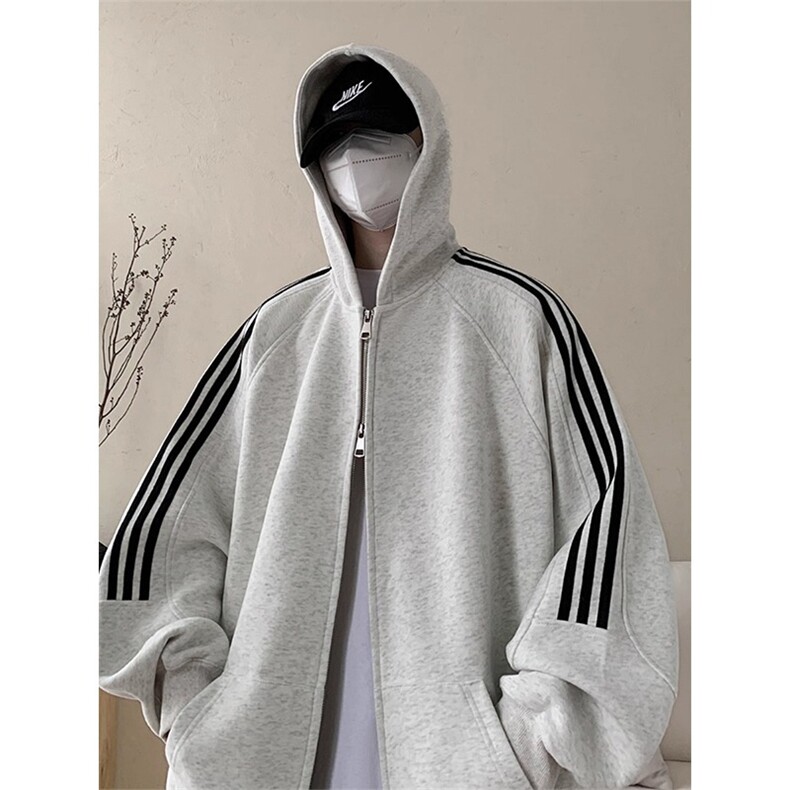 cityboy日系复古双拉头开衫卫衣男生秋冬宽松连帽外套青少年上衣,男装夹克,星座1210-1
