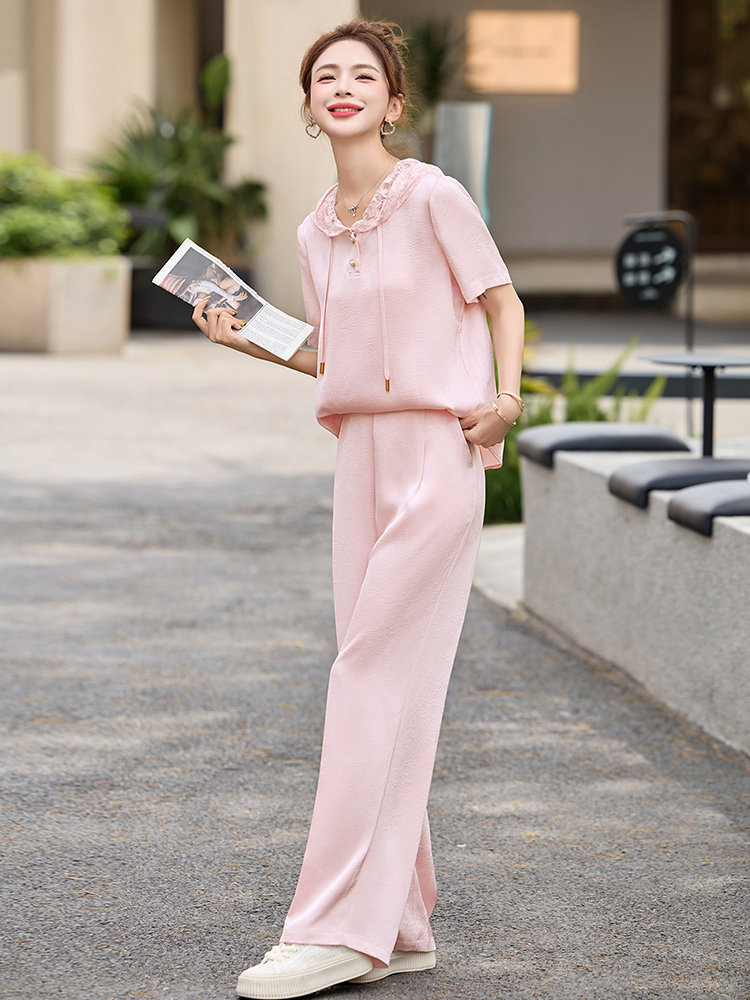 休闲套装女2025夏韩系高级松弛感洋气时尚减龄粉色卫衣穿搭一整套,女装套装/套裙,奕薇雅
