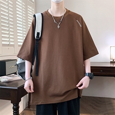25163-特P50简约短袖痞帅高级圆领短袖t恤男青少年重磅休闲潮牌，男装T恤，电商D310B
