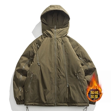 新款冬季日系机能风连帽工装潮流棉衣外套情侣百搭MY9087-P100，男装棉衣，电商A128