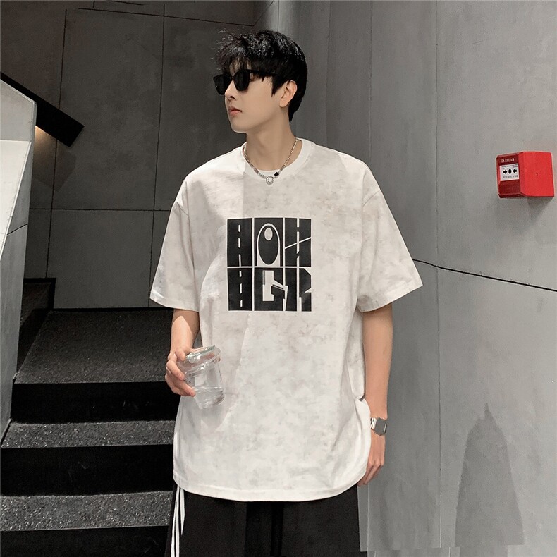 2025蜡染短袖T恤男夏季新款宽松oversiz美式复古上衣T708-P30，男装T恤，电商C307A
