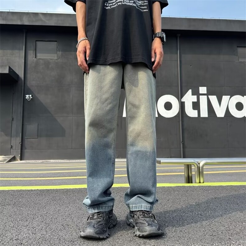 2024美式渐变牛仔裤男款直筒长裤潮NDK08P52,男装牛仔裤,星座1116-2