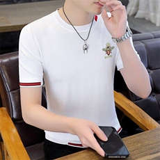 7928-P45夏季休闲时尚短袖毛衣男打底衫欧货T恤潮牌针织衫，男装T恤，电商D310B-1