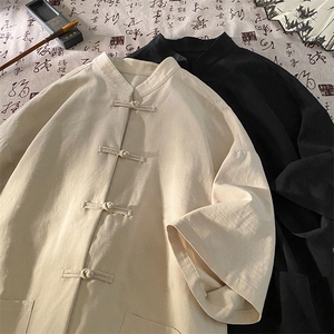 新中式盘扣夏季复古大码休闲男半袖短袖衬衫DC2181-P37【特价】图片