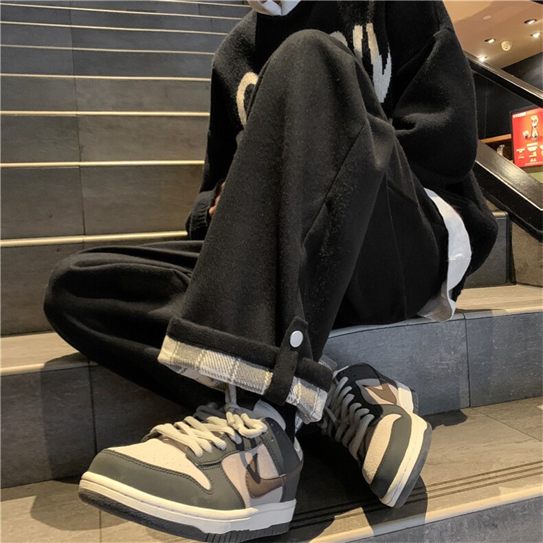 港风学生工装裤潮牌ins毛呢裤休闲裤百搭宽松裤子男K0469-P38,男装休闲裤,星座308B-1