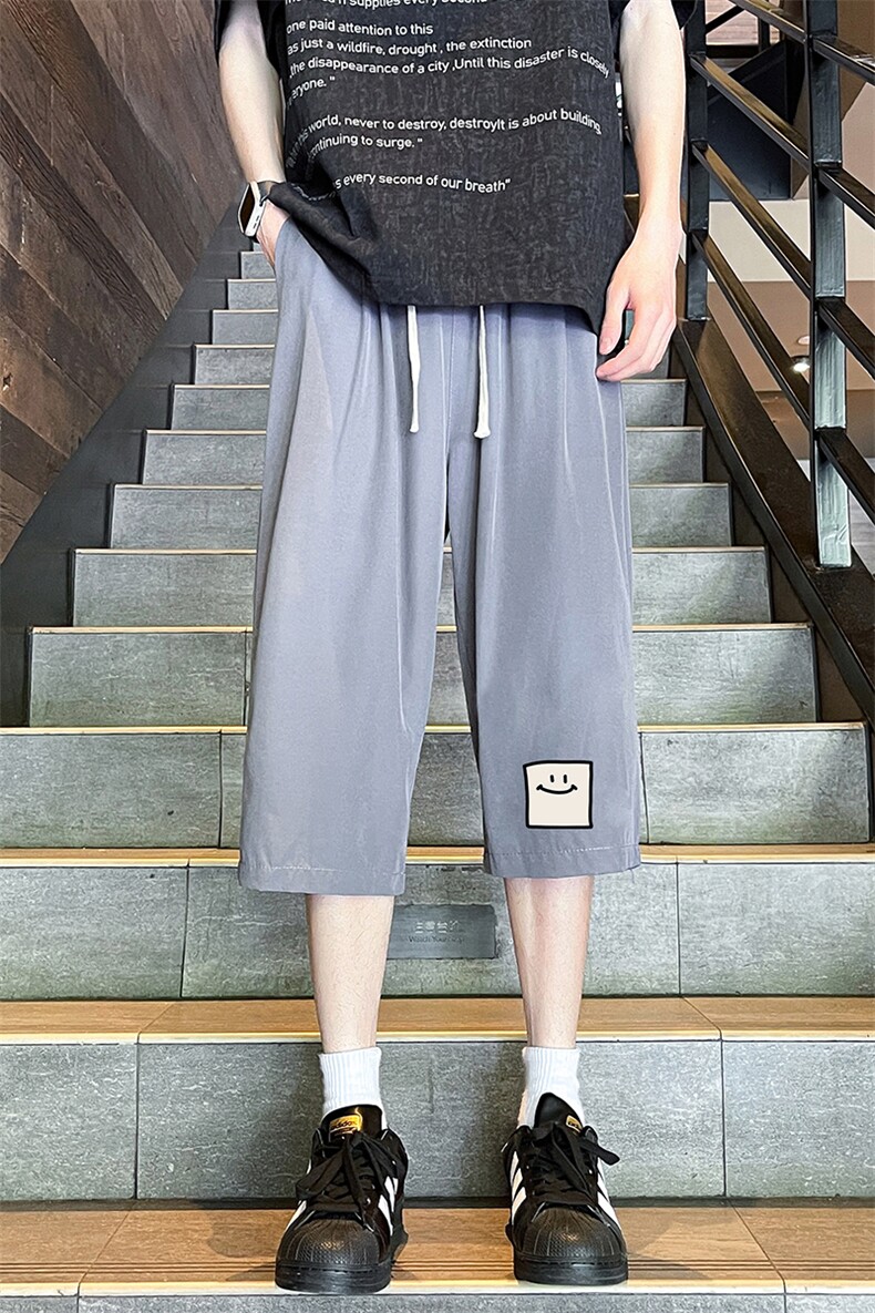 冰丝七分裤男大码速干短裤男五分裤港风风格QK72316-P25,男装休闲裤,电商A040