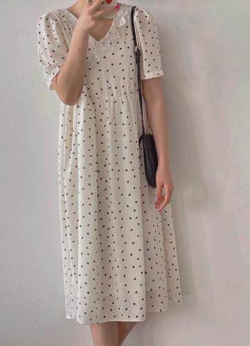 现货波点连衣裙配腰带，女装连衣裙，汐美