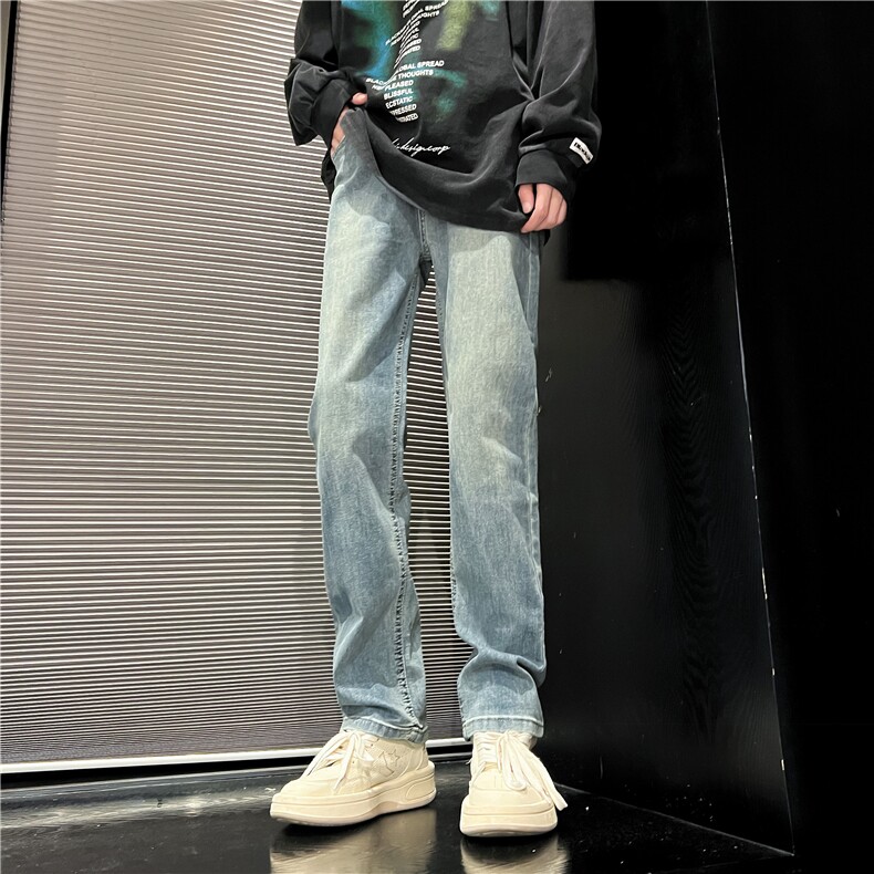 高街美式休闲水洗复古做旧黄泥染牛仔裤弹力潮牌长裤YK028-P55,男装牛仔裤,星座610A-1