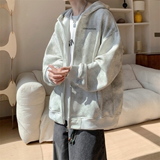 秋冬内景重磅连帽开衫卫衣男潮流大码宽松外套WY00675/P65加绒P70，女装短外套，电商B316