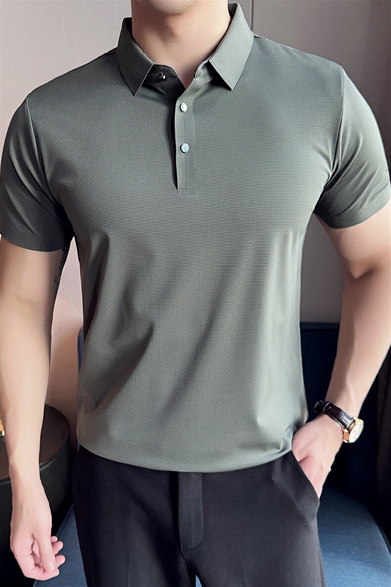 2024夏季新款冰丝无痕宽松翻领POLO衫男57713-p50,男装Polo衫,电商D303