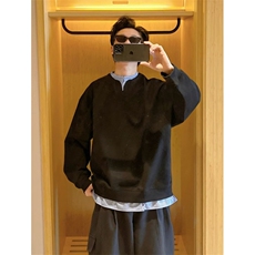 新款假两件拼接圆领卫衣男秋季宽松情侣百搭休闲套头上衣W46，男装卫衣，星座1116A（原606A-3）