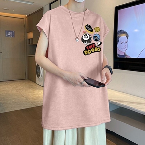 可设48小时发货支持抖音得物来样二开240克重磅美式麂皮绒背心t恤图片