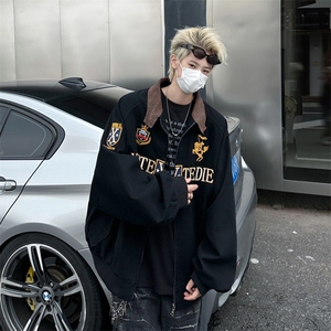 HY9976-P75 美式复古街头高级感哈灵顿夹克秋季刺绣外套潮牌男女图片