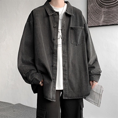 8XL-M特大码牛仔衬衫宽松浅蓝色牛仔外套男休闲衬衫CS502P68控88，男装夹克，电商D206-1