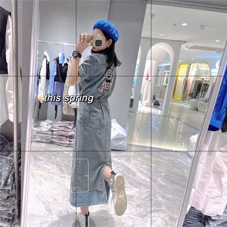 夏季重工牛仔连衣裙，女装连衣裙，南西里