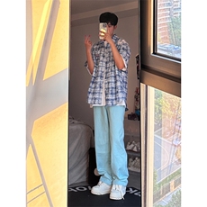 24年春夏季水洗高街vibe直筒宽松阔腿五色牛仔裤NZ2310-P55控78，男装牛仔裤，星座1002-1