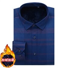 高档秋冬加绒加厚格子衬衣男长袖衬衫加肥加大码XL-9XL1509款P95，男装衬衫，星座802