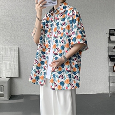 8XL-M花衬衫男短袖夏季薄款冰丝半袖宽松大码休闲外套DC28008P38，男装T恤，电商B312