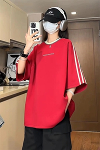 2025夏季新款高品质拼接短袖英文印花XT9176-P45控78图片