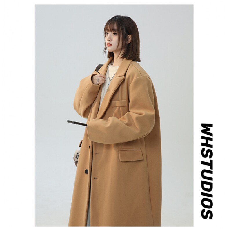 呢子风衣女秋冬高级感2025新款中长款正肩西装毛呢风衣外套，女装风衣，星座710