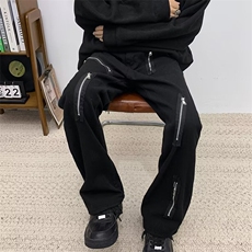 复古牛仔裤男潮牌阔腿裤宽松直筒裤美式高街百搭休闲长裤裤子，男装休闲裤，星座716-2
