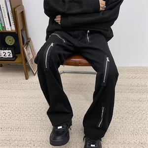 复古牛仔裤男潮牌阔腿裤宽松直筒裤美式高街百搭休闲长裤裤子图片