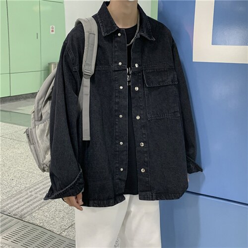 牛仔外套男士春秋夹克韩版潮流宽松帅气新款炸街工装衣JK451-P65图片
