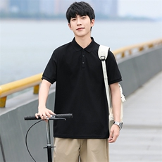 P02短袖男夏季新款纯色潮流半袖上衣休闲透气高级翻领polo衫T恤衫，男装T恤，星座115A-3