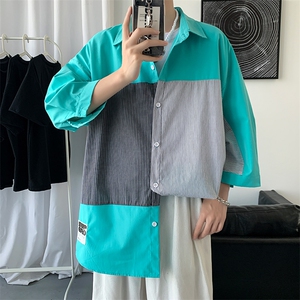 男衬衫潮流男装春秋夏季新款衬衣服休闲短袖外套A161-2-CT505-P45图片