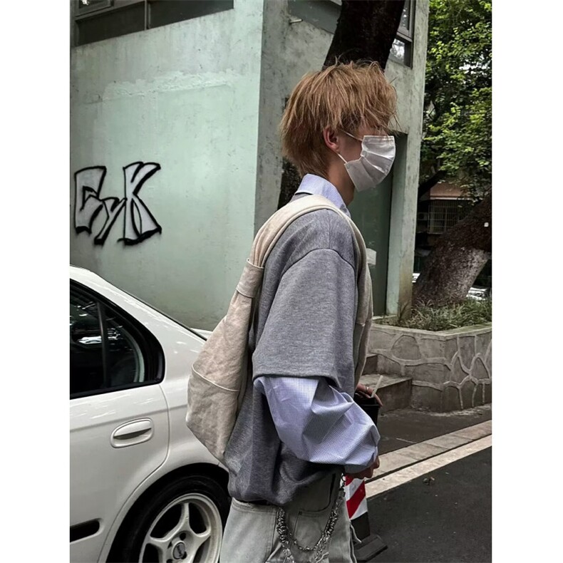 DH276-P48韩系休闲衬衫拼接外套宽松百搭日常男秋季长袖-网图现货,男装Polo衫,星座603-2