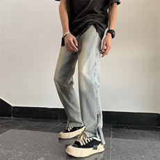 复古牛仔裤男款春秋直筒宽松潮牌阔腿美式高街百搭休闲长裤子K92，男装牛仔裤，星座310B-1