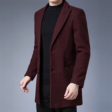 S-M901冬季男士毛呢外套中长款加厚羊毛呢子大衣风衣P128