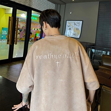 麂皮刺绣T恤XC3026-TP35控价48短袖t恤男青少年港风半袖上衣，男装T恤，电商A102-1
