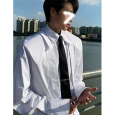 纯色春秋款衬衫小众男女高级感外套韩系百搭翻领长袖衬衣CA6702，男装衬衫，星座1116A（原606A-3）