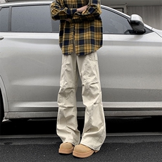 美式水洗做旧工装牛仔裤男女春季宽松直筒裤口袋伞兵裤NZ107-P60，男装牛仔裤，星座308B-2