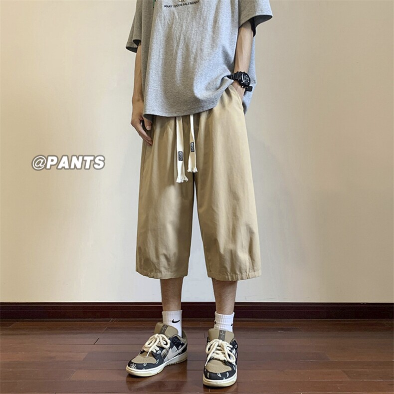 夏季美式织带拼接工装七分裤男宽松速干短裤-B241-A921TP38控59,男装牛仔裤,电商B241