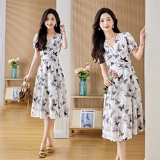 雪纺连衣裙夏季2024新款衣服大码女装超好看高端精致气质连身裙子，女装连衣裙，罗得堡