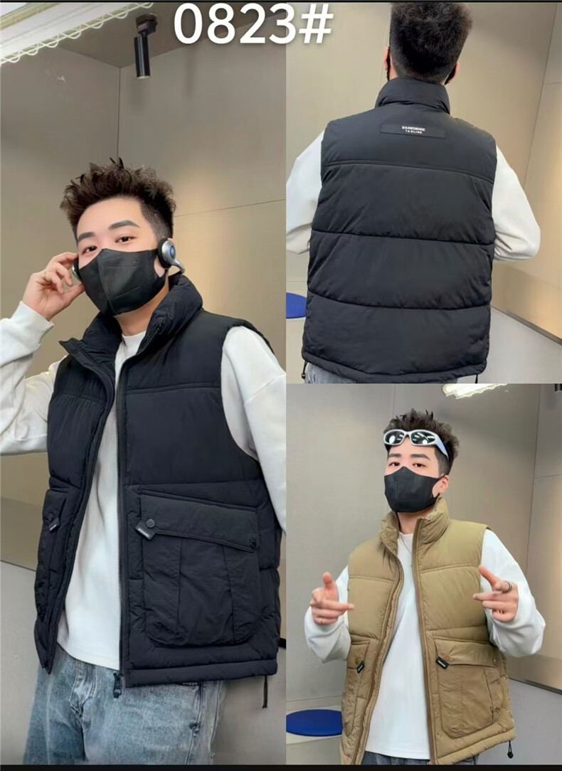秋冬季新款立体口袋纯色小标拉链棉马甲坎肩休闲313B-0823-P60,男装背心/马甲,星座313B